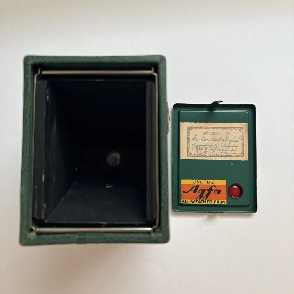 Vintage Green Agfa Ansco No. 2  Box Camera Model E With Manual - As Is